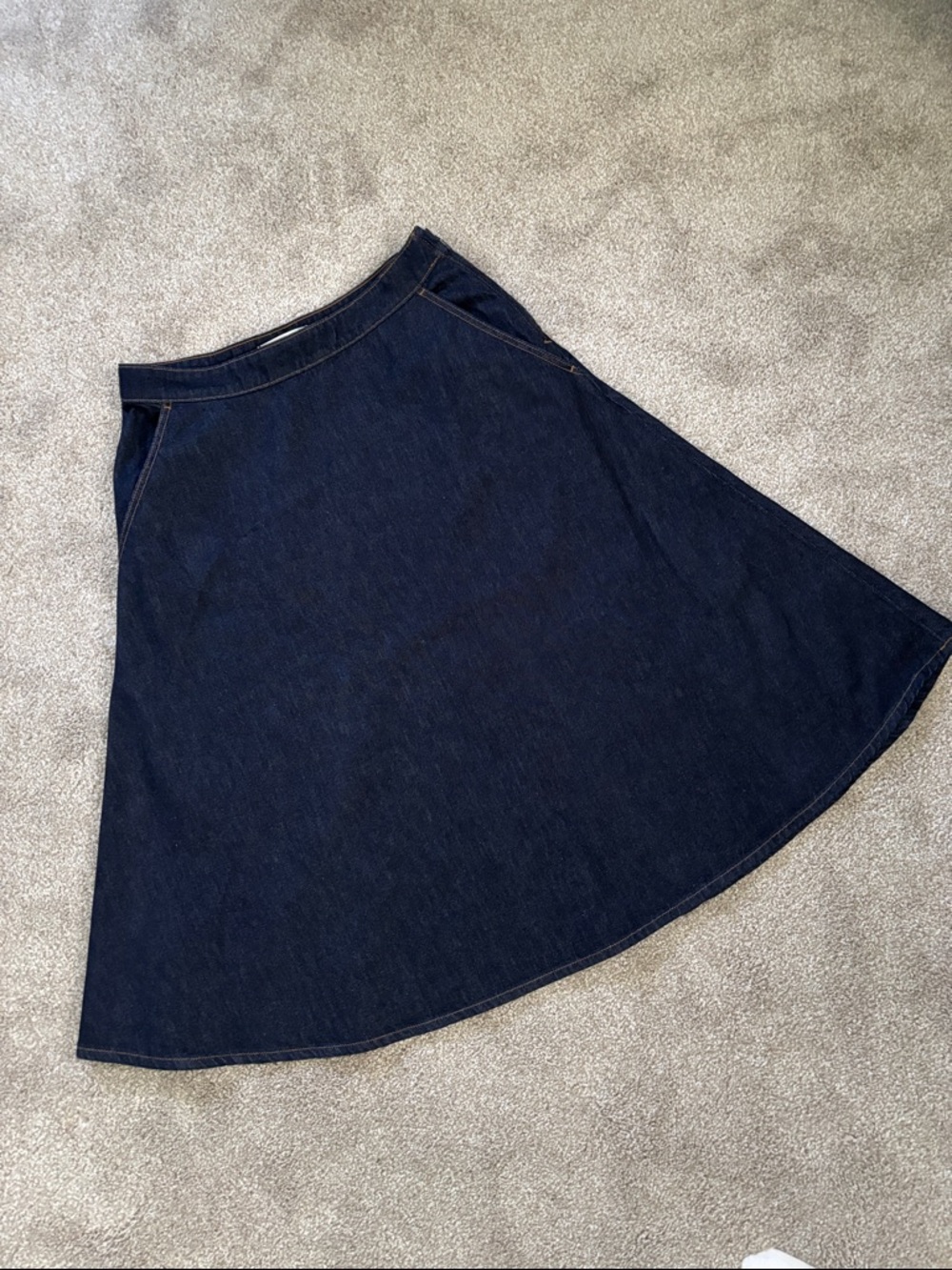 Madewell Dark Blue Denim A-Line Midi Skirt